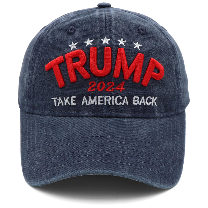 xywlwoer Trump 2024 MAGA Hat, Trump Hat Trump Merchandise Take America Black Hat USA Flag 45-47 MAGA Baseball Cap Blue