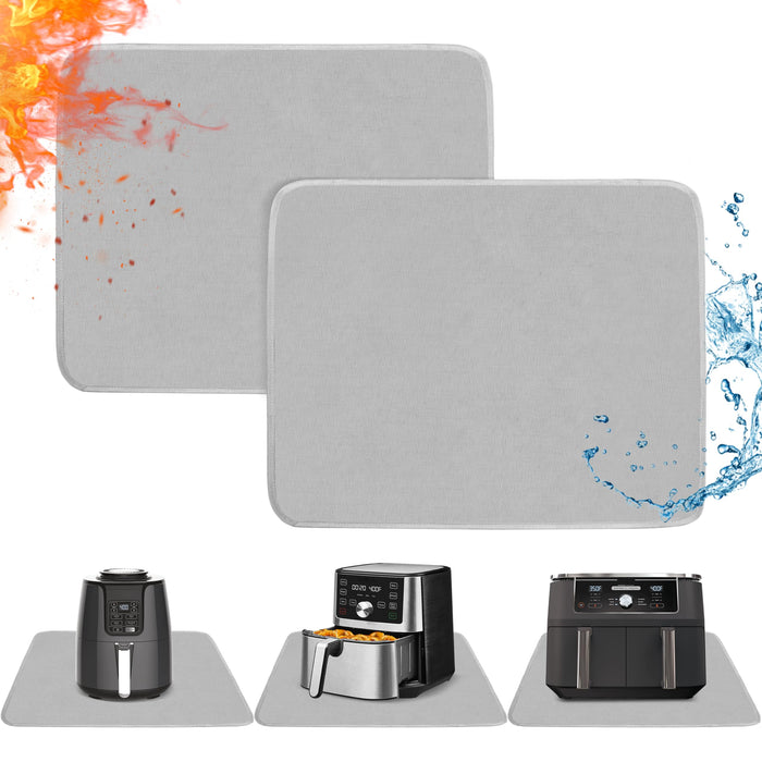 Amerbro Heat Resistant Mats for Countertop - Firproof 16x20 in Heat Resistant Mats for Air Fryer - Kitchen Countertop Protector for Air Fryer, Coffee Maker, Stand Mixer, Toaster, Oven 2PCS - Grey