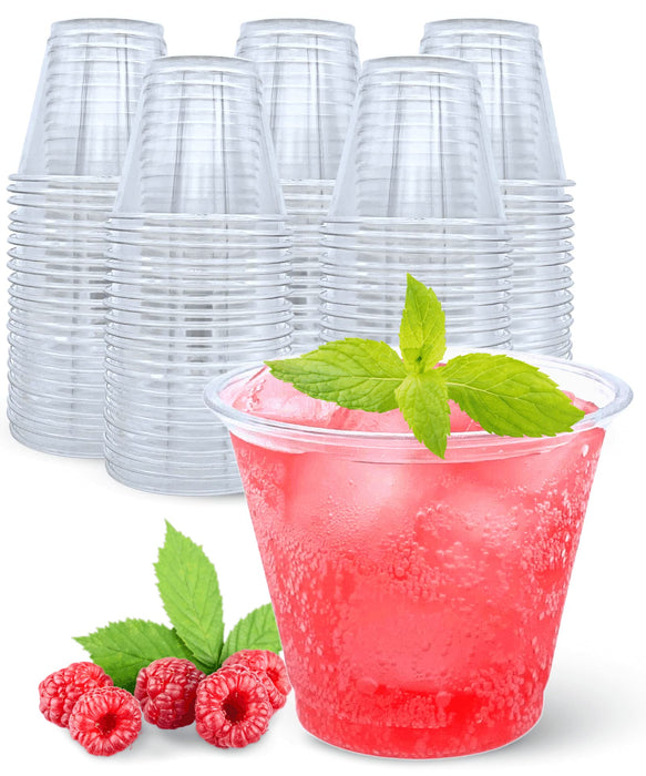 Aatriet [200 PACK] 9 oz Clear Plastic Cups, Crystal Clear Drinking Cups, Disposable Party Cups for Fruit/Ice Cream/Cupcake/Cold Drinks: Iced Coffee, Water, Juice, Soda, Frozed Cocktails