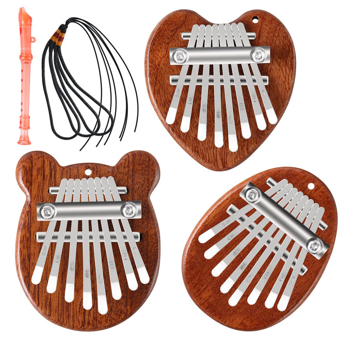 EASTROCK 8 Key Mini Kalimba, Finger Thumb Piano with Accessory Pendant Gift, Exquisite Finger Piano Ornaments Christmas Gift for Kid Adult Beginners 3Packs