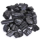 DANCING BEAR Black Tourmaline Crystals Bulk (1 LB Medium Pieces), Includes: (1) Selenite Stick & Information Cards, Rough Raw Natural Stones for Good Vibes, Reiki Energy, Made in USA