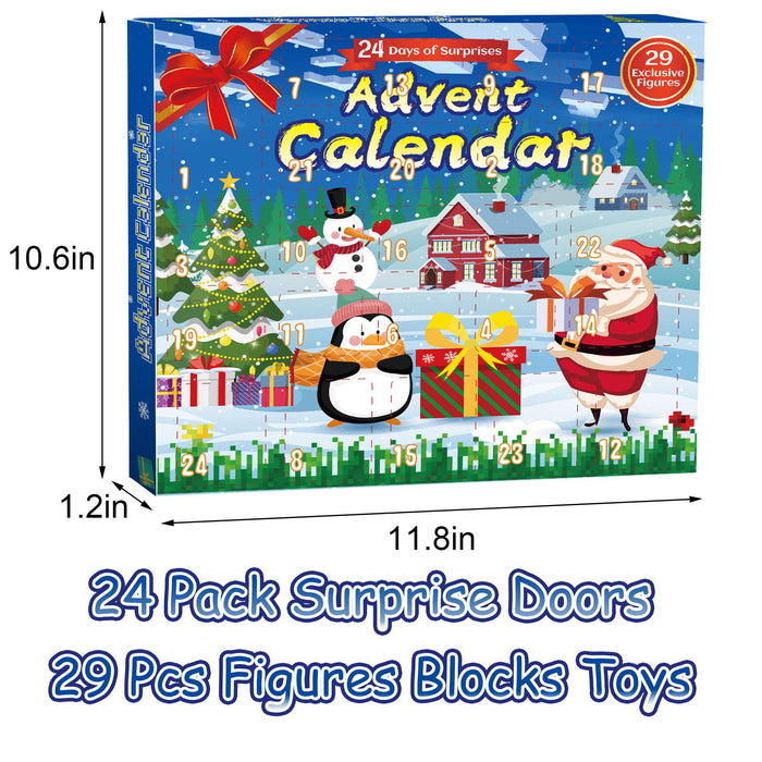 Christmas Advent Calendar 2024-24-Days Building Blocks Toy Figures Countdown Calendar Including 29 Anime Figures Christmas Toys, Christmas Holiday Party Favor Gift for Boys Girls