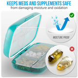 Pill Organizer Airtight Pill Box Large Pill Dispenser Home Travel Supplement Holder Portable Vitamin Sorter Jumbo Size 8 Compartment Airtight Vitamin Container Daily Medicine