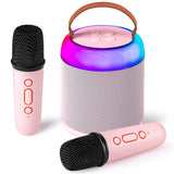 Mini Karaoke Machine with 2 Wireless Microphones for Kids Adults, Portable Bluetooth Speaker Toy for Girls and Boys 2 4 5 6 7 8 9 10 12 Year Old Girl Christmas Birthday Gift Home Party Ideas (Pink)