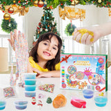 Manaror Advent Calendar 2024 Fluffy Starry Slime Kit Countdown to Christmas DIY Cute Slime Crystal Supply Kit 24 Days of Surprises Fun Christmas Gifts for Teen Kids Boys and Girls Ages 3 and Up