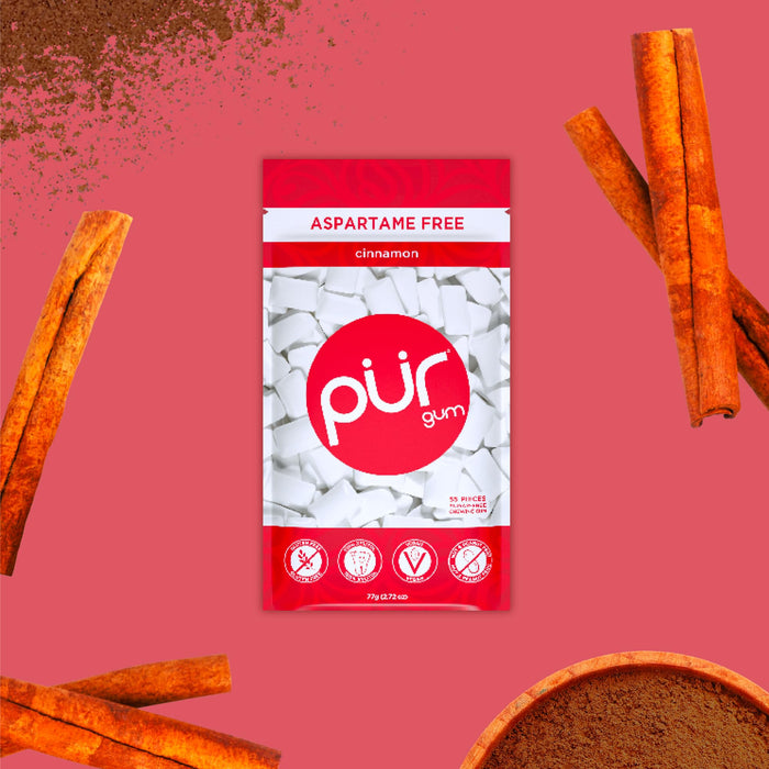 PUR Gum | Aspartame Free Chewing Gum | 100% Xylitol | Natural Cinnamon Flavored Gum, 55 Pieces (Pack of 1)