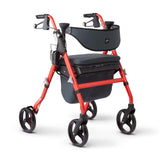 Medline Premium Empower Rollator Walker with Memory Foam Seat, Black & Red, 300 lb. Weight Capacity, 8” Wheels, Microban* Technology, Cupholder, Rolling Walker for Mobility Impairment