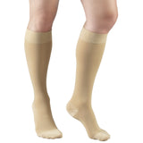 Truform Short Length 20-30 mmHg Compression Stockings for Men and Women, Reduced Length, Closed Toe, Beige, Large