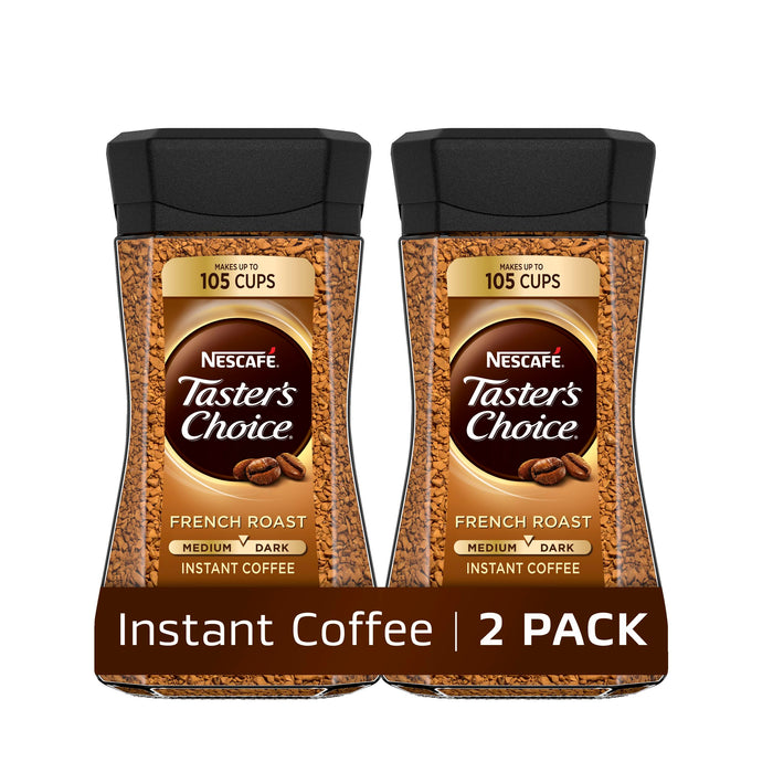 NESCAFÉ Taster's Choice Instant Coffee, Dark Roast, French Roast, 2 Jars (7 Oz Each)