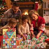 Advent Calendar 2024 - Christmas Building Blocks Holiday Gifts for kids Teen 24 Days Surprise Gift Box Christmas Countdown Calendar for Girl Boys 6 In 1 Santa Tree Train House Block Toy Set