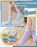 TEHOOK 6 Pairs Thicker Fuzzy Socks for Women, Winter Thick Warm Fluffy Socks for Girls, Soft Slipper Socks, Novelty Cozy Socks, Socks for Christmas Stocking Stuffers Gifts Size 6-11