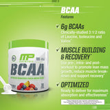 MusclePharm Essentials BCAA Powder, Pre & Post Workout Recovery Drink, Supports Muscle Recovery & Energy, Essential Amino Acids, 30 Serv, Fruit Punch