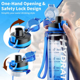 Water Bottle, 32 oz Motivational Water Bottles with Time Marker-Tritan & BPA Free, Sports Water Bottle with Time to Drink & Strap, Wide Mouth, Leakproof -Gift for Christmas Gym Fitness & Outdoor