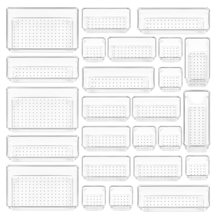 Vtopmart 25 Pack Clear Plastic Drawer Organizers with Non-slip Rubber Pads