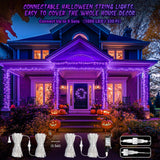 JMEXSUSS Purple Halloween Lights Clear Wire, 66ft 200 LED Purple String Lights Indoor Outdoor Waterproof, Purple Christmas Lights Plug in for Christmas Tree Bedroom Indoor Party Halloween Decorations