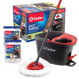 O-Cedar EasyWring Microfiber Spin Mop & Bucket Floor Cleaning System + 2 Extra Refills, Red/Gray