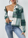 Zeagoo Shacket Jacket Women Flannel Cropped Wool Blend Plaid Button Down Shirt Christmas Fall Jackets Coat