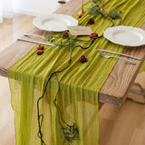 Keketo Christmas Moss Green Cheesecloth Table Runner Gauze 120 Inch 10 FT Rustic Boho Cheese Cloth Runner for Wedding Baby Shower Bridal Shower Birthday Party Long Sheer Home Decorations