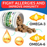 BARK&SPARK Omega 3 for Dogs - 180 Fish Oil Treats for Dog Shedding, Skin Allergy, Itch Relief, Hot Spots Treatment - Joint Health - Skin and Coat Supplement - EPA & DHA Fatty Acids - Salmon Oil