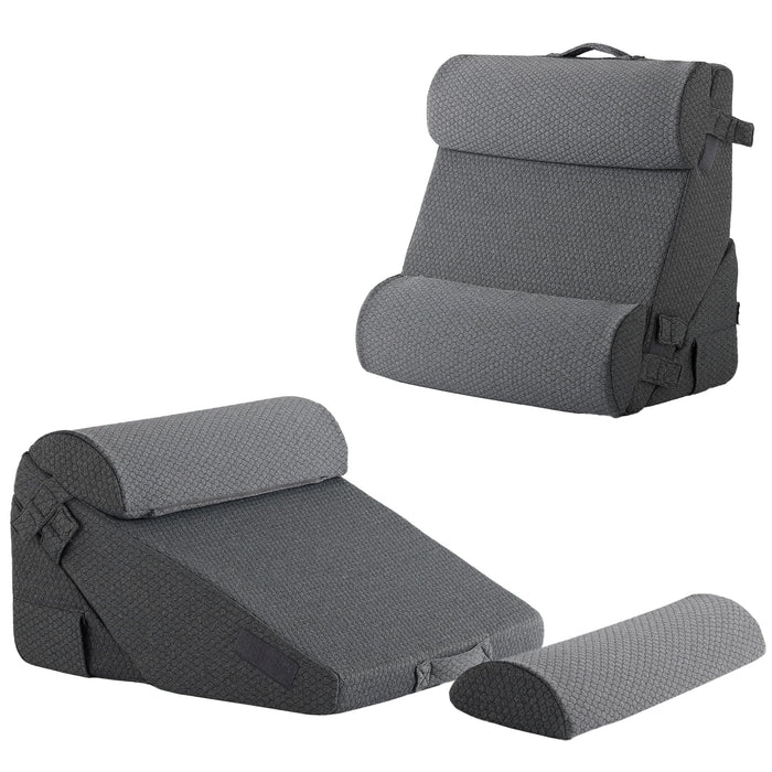 Bedluxe Adjustable 4pcs Bed Wedge Pillow Set, Memory Foam Wedge Pillow Post Surgery for Back, Neck, Leg Pain Relief, Pillow Wedge for Sleeping, Sitting up in Bed, Acid Reflux and GERD, Black