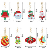 Yaomiao 17 Pieces Double Sided Christmas Diamond Art Ornaments Diamond Painting Keychains DIY 5d Painting Round Drill Key Chain Christmas Crystal Rhinestone Arts Craft Keychain for Christmas Supplies