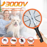 LUOJIBIE Electric Fly Swatter, Bug Zapper Racket Rechargeable Mosquito Zapper Handheld Fly Zapper with Hanging Ring for Home Indoor Outdoor, Large Size-1 Pack