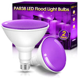 Purple Flood Light Bulbs Outdoor 2 Pack, Par38 LED Purple Light Bulbs Not-dimmable15W(100W Equivalent) E26 Purple Light Bulb Halloween Christmas Decorations Light Bulbs for Porch Home Holiday Lighting