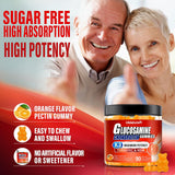 vidabotan Sugar Free Glucosamine Chondroitin Gummgies, Extra Strength 1500mg with MSM &Turmeric for Joint Support & Flexibility, Orange Flavor, Gluten-Free Gummies (90 Count)