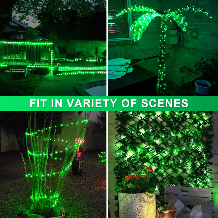 JMEXSUSS 2 Pack Green Solar Halloween Lights, Total 66ft 200 LED Green Solar Lights Outdoor, Waterproof Green Halloween Lights for Outside Patio Garden Party Christmas Tree Halloween Decorations