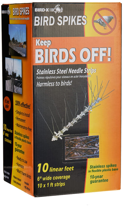 Bird-X Deterrent Steel Spikes, Bird Control, 5-inch W, 100 ft Long (STS-100)