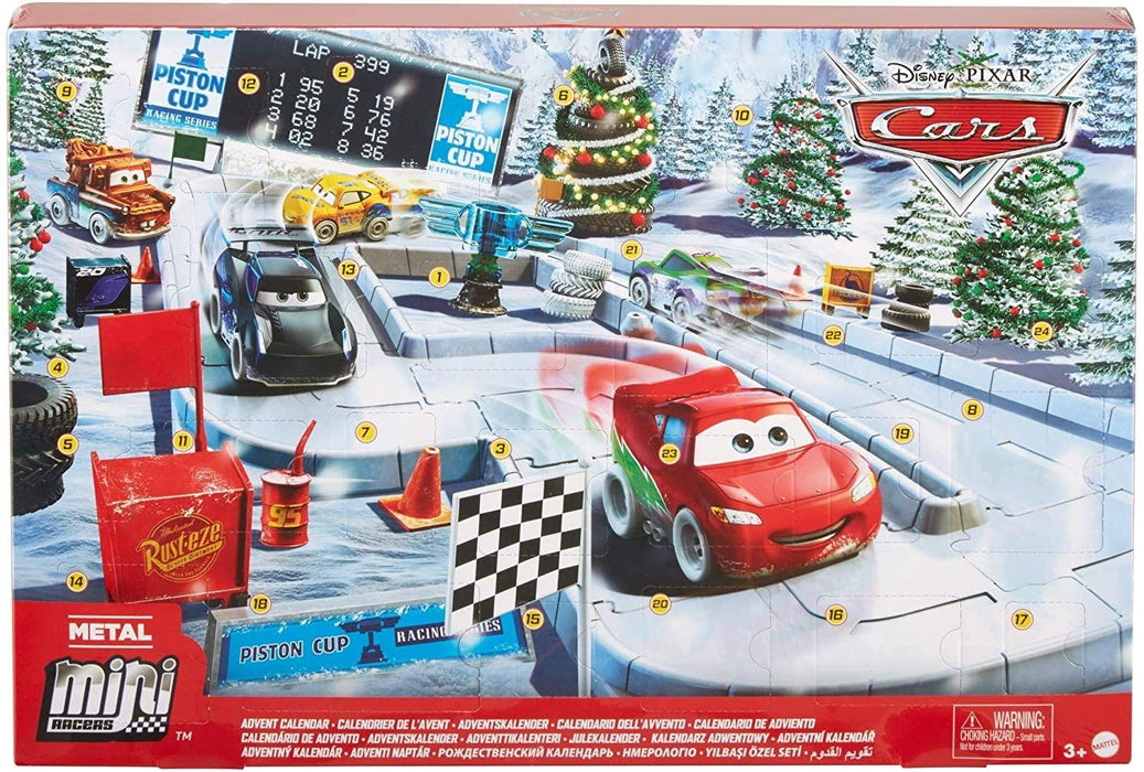 Disney Pixar Cars Minis Advent Calendar, One A Day Storytelling Racecar Accessories and Surprises, Holiday Gift, Family Christmas Activity, Present for Kids Age 3 Years and Older