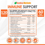 10 in 1 Immune Support Supplement (No Fillers) | Vitamin C, Zinc, Elderberry, Echinacea, Turmeric, Probiotics |Immunity Booster for Multi-System Immune Defense, Respiratory & Gut health |60 Day Supply