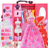 Doll Clothes Closet and Accessories - Baby Doll Wardrobe with 102 Pcs 11.5 Inch Kids Dolls Colthes Toy Included Wedding Dress, Dress Outfits Tops,Christmas & Birthday Gifts for Girls Age 5 6 7 8 9 10