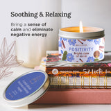 Magnificent 101 Positivity Aromatherapy Candle in 6-oz. Tin Holder: 100% Natural Soy Wax with Palo Santo & Lotus Flower Essential Oils and Pure Sage Leaves; for Intention Setting & Energy Cleansing