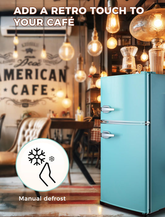 Anypro 3.2 Cu.Ft Fridge with Freezer, Double Door Refrigerator with Freezer, Temperature Control, Adjustable Shelves, Fridge for Office, Bedroom, Dorm, Garage, RV
