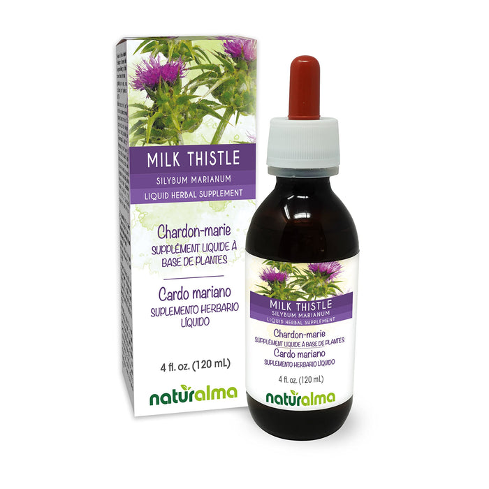 Naturalma Milk Thistle (Silybum marianum) Fruit and herb Alcohol-Free Tincture 4 fl oz Liquid Extract in Drops | Herbal Supplement | Vegan | Product of Italy