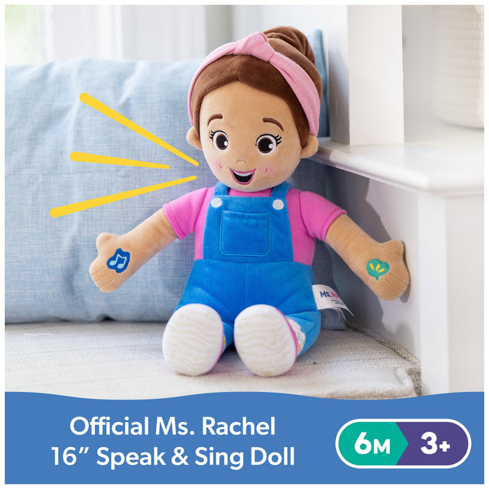 Ms. Rachel Speak & Sing Doll, 16” Tall Interactive Toy with 4 Songs & 16+ Phrases, Toddler Toys for Girls & Boys Ages 6 Months to 3+ Years