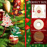 Wooden Christmas Tree Ornaments to Paint Christmas Thanksgiving Decoration Cutouts Unfinished 24PCS 3.5 x 3 inches, DIY Blank Unfinished Christmas Tree Wood Discs Ornament for Home Crafts Hanging