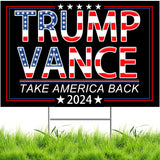 Trump Vance 2024 Yard Signs,18x12In Double-Sided "Trump Vance Make America Great Again" Campaign Signs With H-Stakes Trump Vance Placard Sign For Outdoor Garden Lawn Parade Handheld Rally Decorations