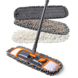 CLEANHOME Mops for Floor Cleaning with 3 Different Washable Mop Pads and Extendable 55” Long Handle, Multifunction Dust Mop for Hardwood,Marble,Tile Floor Mopping,Orange