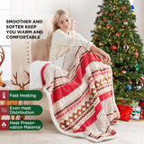 Westinghouse Christmas Heated Throw Blanket, Super Soft Flannel to Sherpa Electric Throw with 6 Heating Levels & 2-10 Hours Auto Off, Fast Heating & Overheat Protection, 50x60 Inch