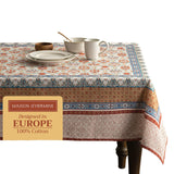 Maison d' Hermine 100% Cotton Table Cover - 60"x90" Rectangle Decorative Tablecloth - Washable Tablecloths for Dining, Home, Farmhouse & Party - Ideal for Thanksgiving & Christmas - Romane Collection