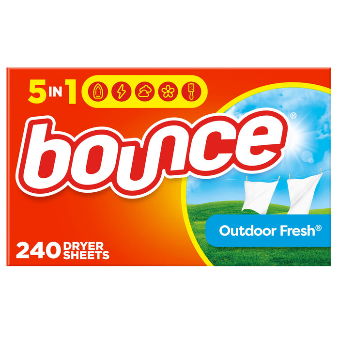 Bounce Dryer Sheets, Outdoor Fresh, 240 Count, Laundry Fabric Softener Sheets with Static Control and Wrinkle Fighters, Bounce Dryer Sheets, Fabric Softener Sheets