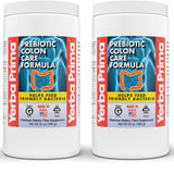 Yerba Prima Prebiotic Colon Care Formula, 20 oz Powder (Pack of 2) with FOS - Natural Psyllium Fiber, Magnesium, Selenium - Non-GMO, Gluten Free, Vegan Daily Supplement - for Men & Women