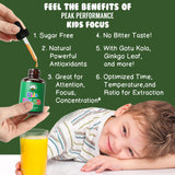 Kids Focus Drops. Attention Deficit Liquid Supplement For Concentration, Attention, Brain, Memory. No Bitter Taste. Natural Non-Habit Forming Sugar Free 7-in-1 Vegan Nootropic For Children, Teenagers