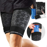 Always Ready, Thigh Compression Support Sleeve (2 Per Pack) with Hot & Cold Gel Pack for Hamstring & Quadricep Muscle Strains & Injury, Men & Women, Two Adjustable Compression Straps, Non-Slip (XXL)