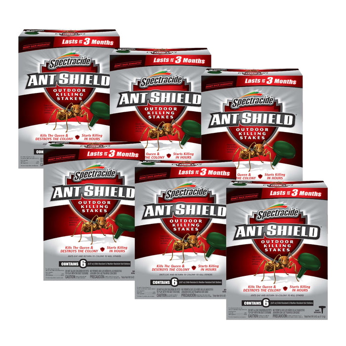 Spectracide Ant Shield Outdoor Killing Stakes 6 Count, Kills The Queen And Colony, Pack of 6