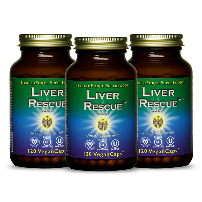 HealthForce SuperFoods Liver Rescue - Natural Liver Cleanse - Liver Health Formula with Milk Thistle & Dandelion Root - Gluten-Free & Vegan - 120 Capsules (Pack of 3)