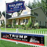 Trump 2024 Flag 3 x 5 FT & 1.6 x 9.8 FT Trump Flag Set for Indoor and Outdoor Banner Flags - 2024 Take America Back Colored Pattern Trump Flag (2pcs)