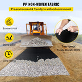 VEVOR Geotextile Landscape, 10ft x 100ft 8 oz Non-Woven PP Drainage 350N Tensile Strength & 440 N Load Capacity, for Ground Cover, Garden Fabric, French Drains, Black